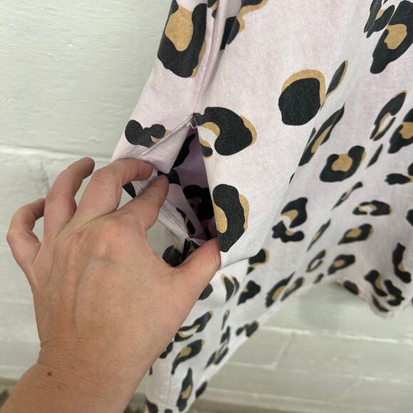 Easel Leopard Oversized Tee Dress M Blush Cotton Lounge Tunic Pockets Streetwear - Picture 6 of 7
